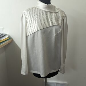 Vintage Kris Chung white blouse with pleating